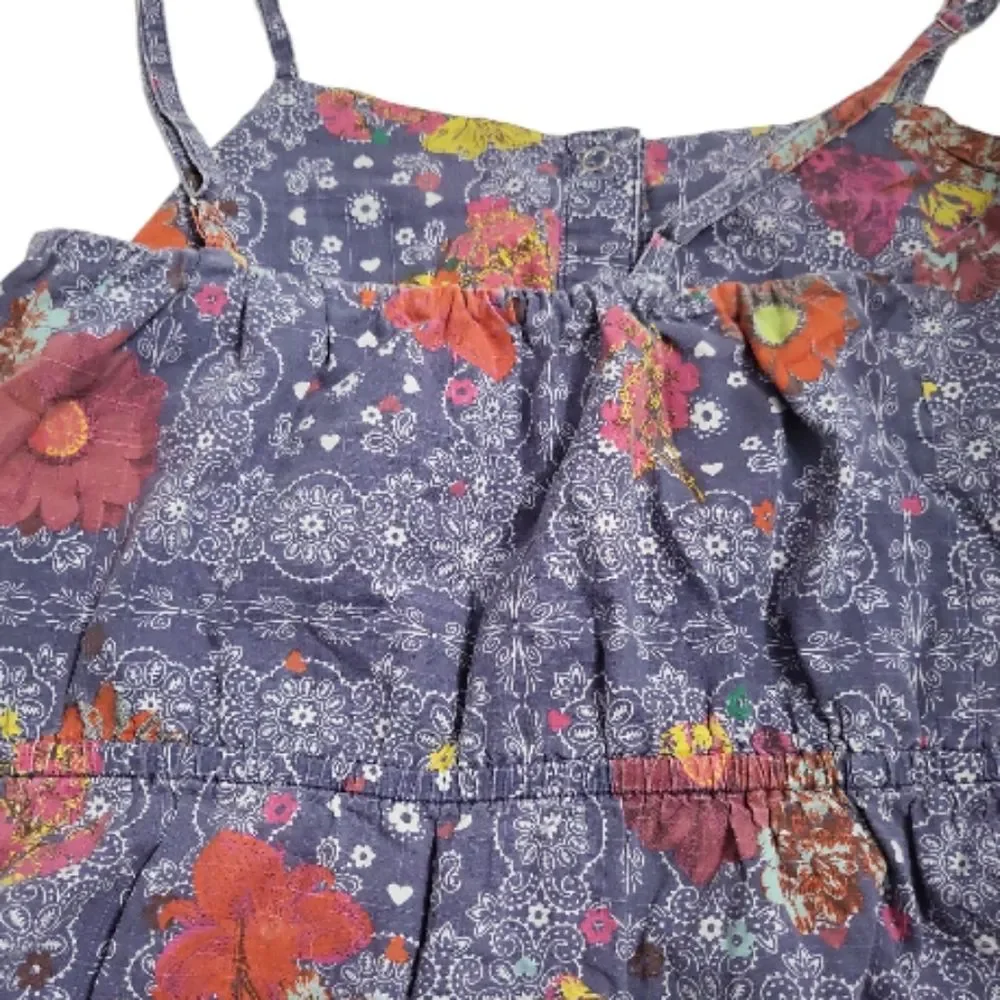 OH, BOY!‎ Blue Western Paisley Floral Heart Button-up Empire Waist Dress Size P